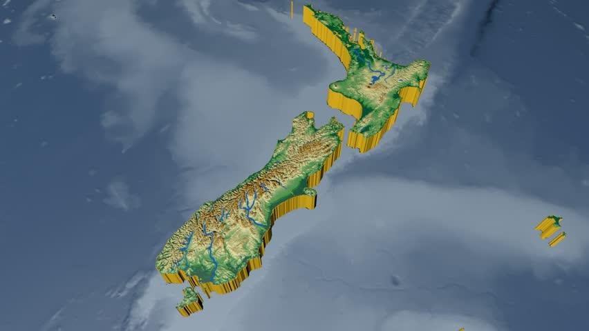 Mapa 3d, nový zéland