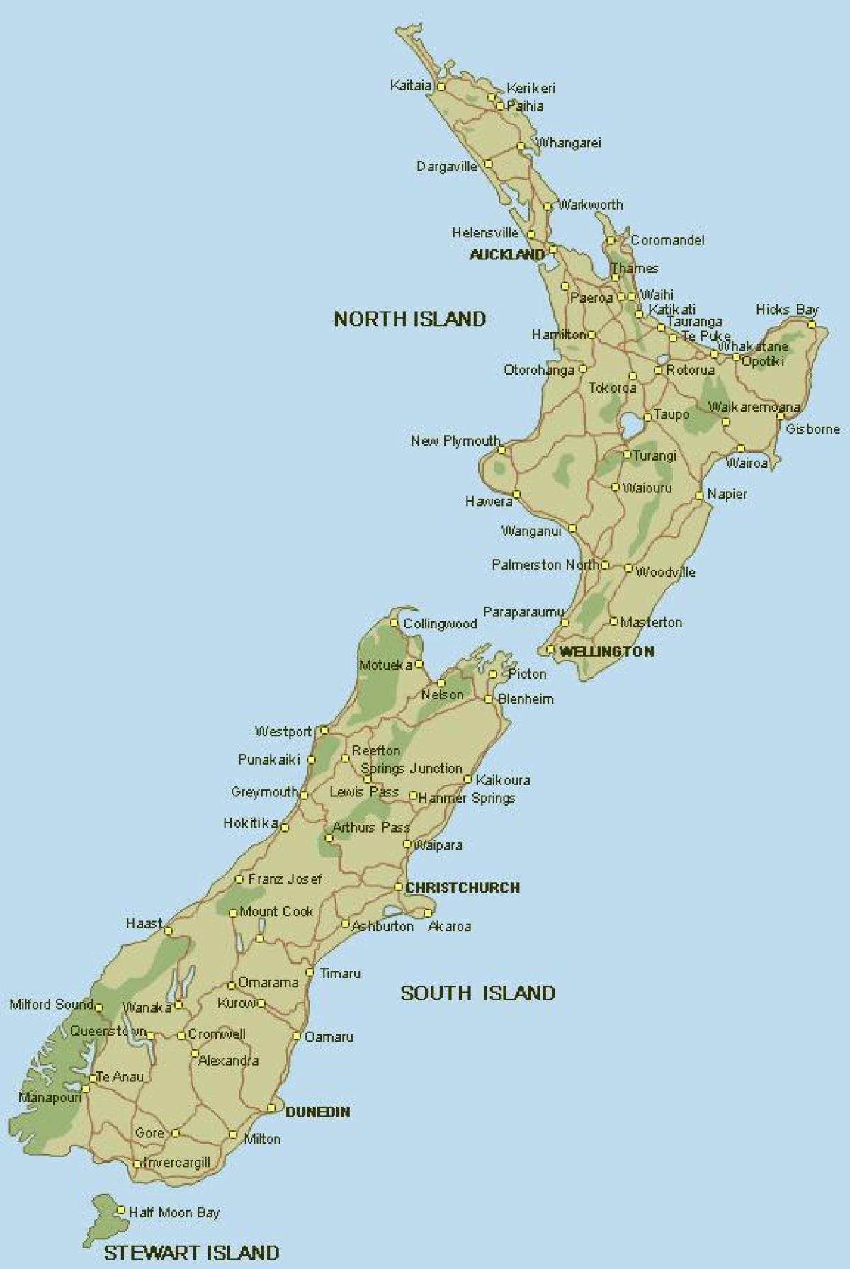 nový zéland plný mapu