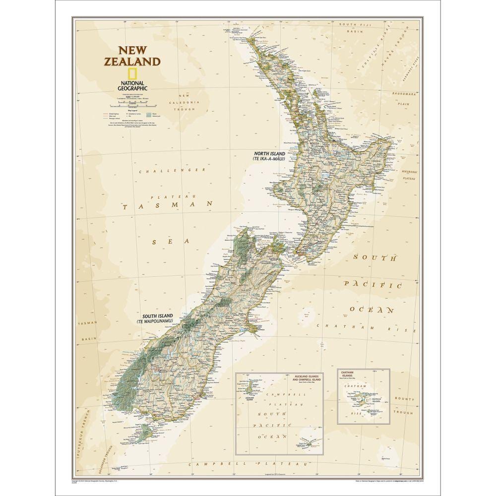 national geographic nový zéland mapu