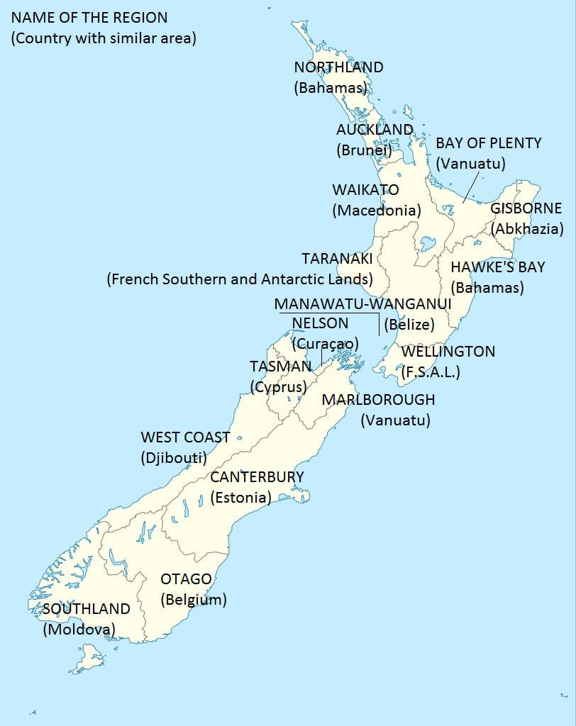 mapa nového zélandu a okolitých krajín