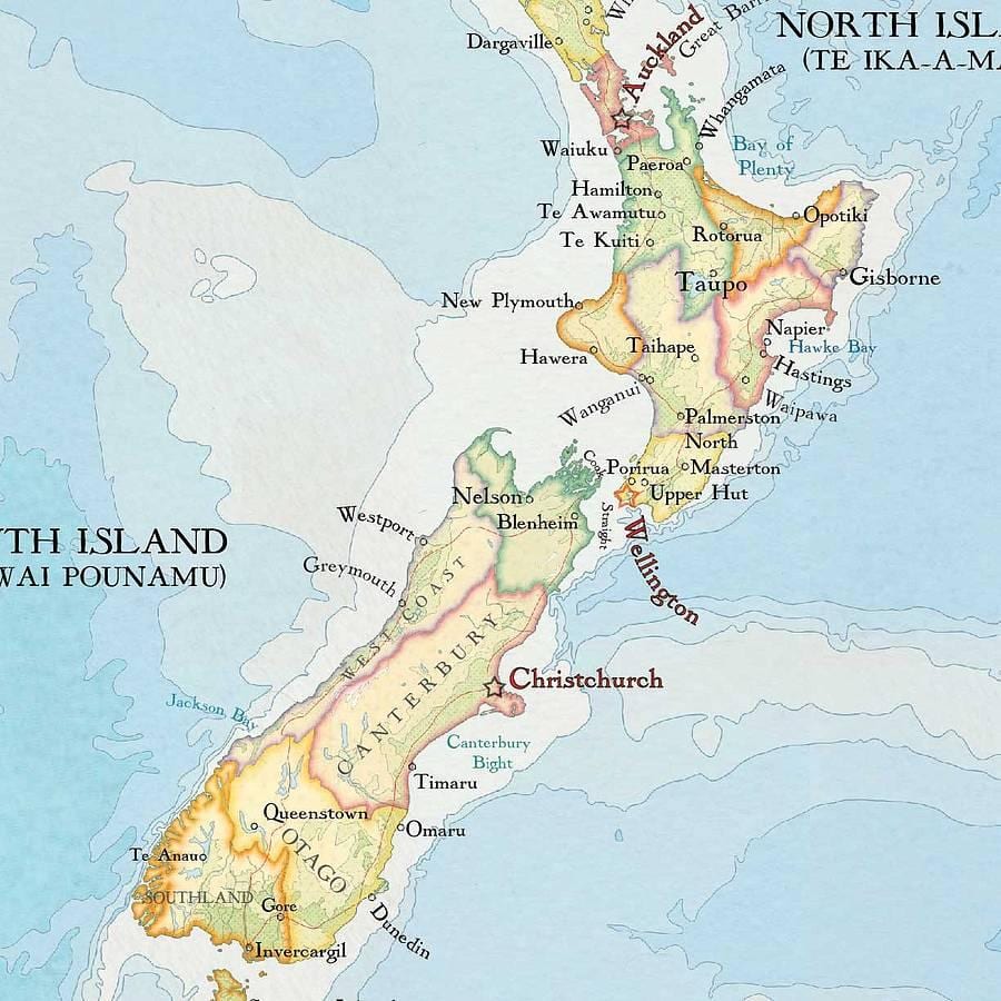 Mapa nový zéland tlač
