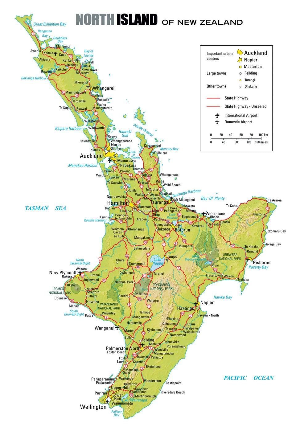 mapa severnej nový zéland