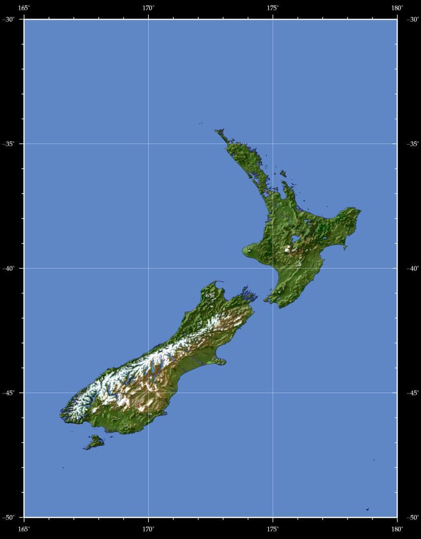 nový zéland zemi mapu