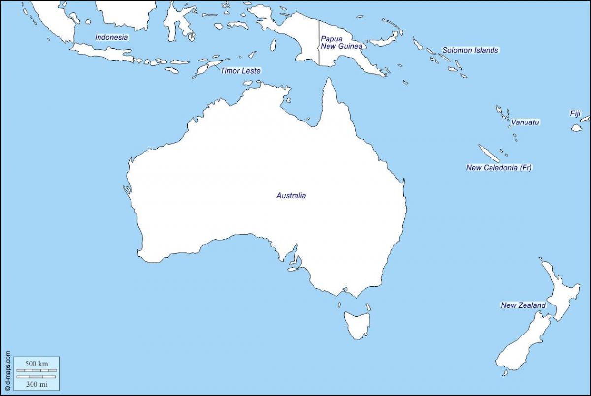 obrys mapy austrálie a nového zélandu.