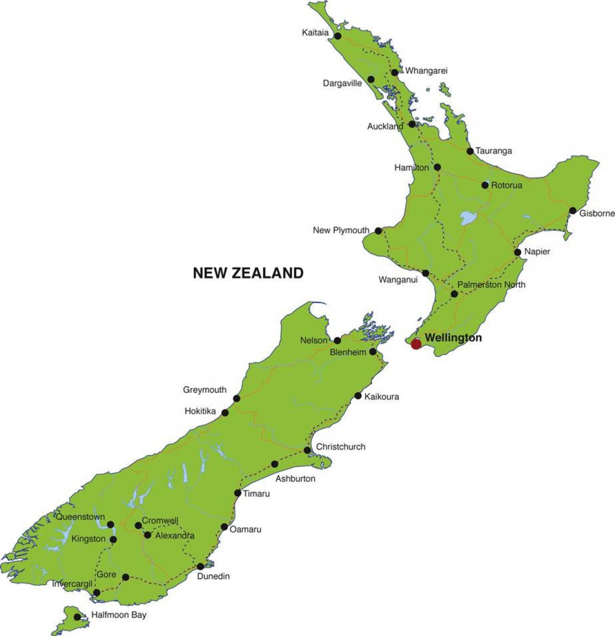 Mapa nový zéland štáty