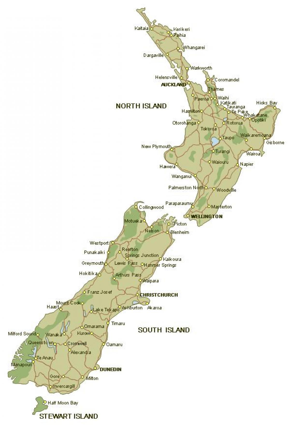 Mapa podrobné nový zéland