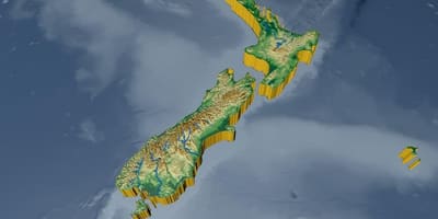 Mapa 3d, nový zéland