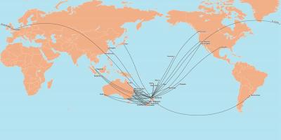 Air new zealand mapa trás medzinárodnej