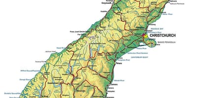 Mapa južnej nový zéland