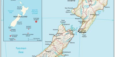 Mapa nový zéland severe ostrova s vzdialenosti