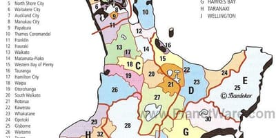 Mapa nový zéland severnom ostrove krajoch a okresoch
