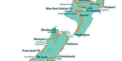 Na novom zélande turistické atrakcie mapu