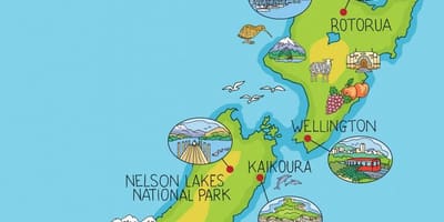 Nový zéland mapa kreslených