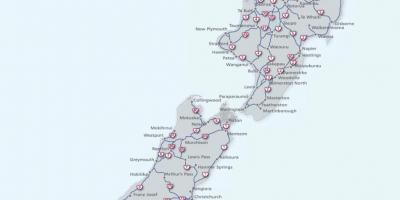 Nový zéland cesty mapu